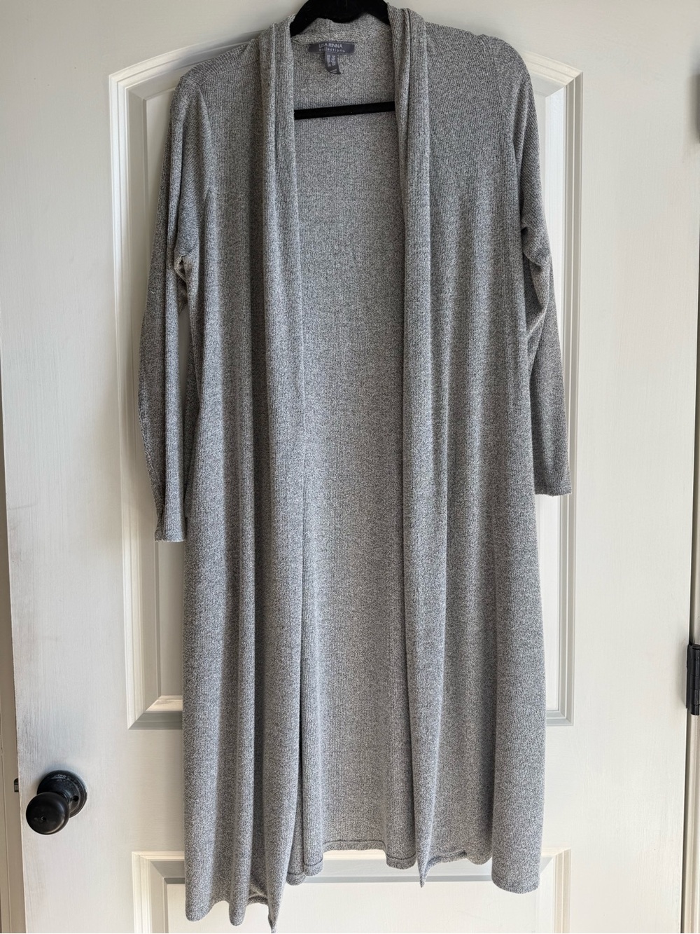 Lisa Rinna Collection Heather Gray Long Open-Front Cardigan
